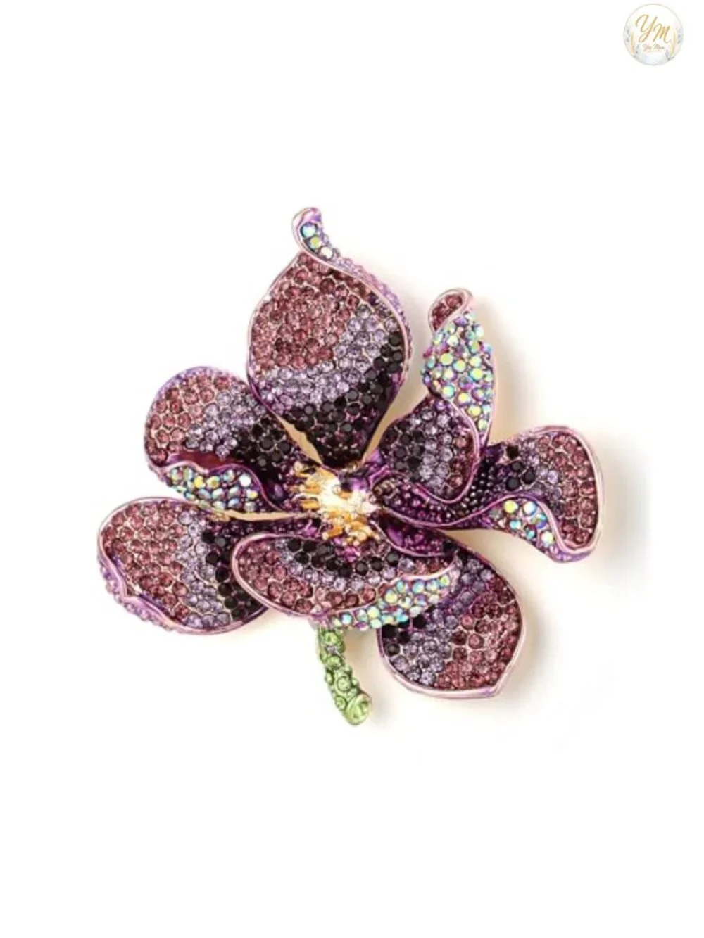 Austrian Crystal Orchid Flower Petal Brooch Pin